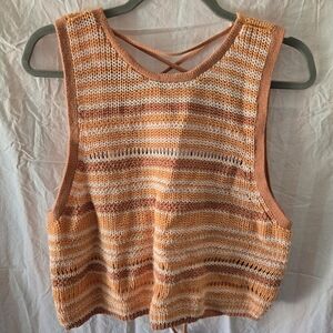 American Eagle Outfitters Orange Striped Crop Top